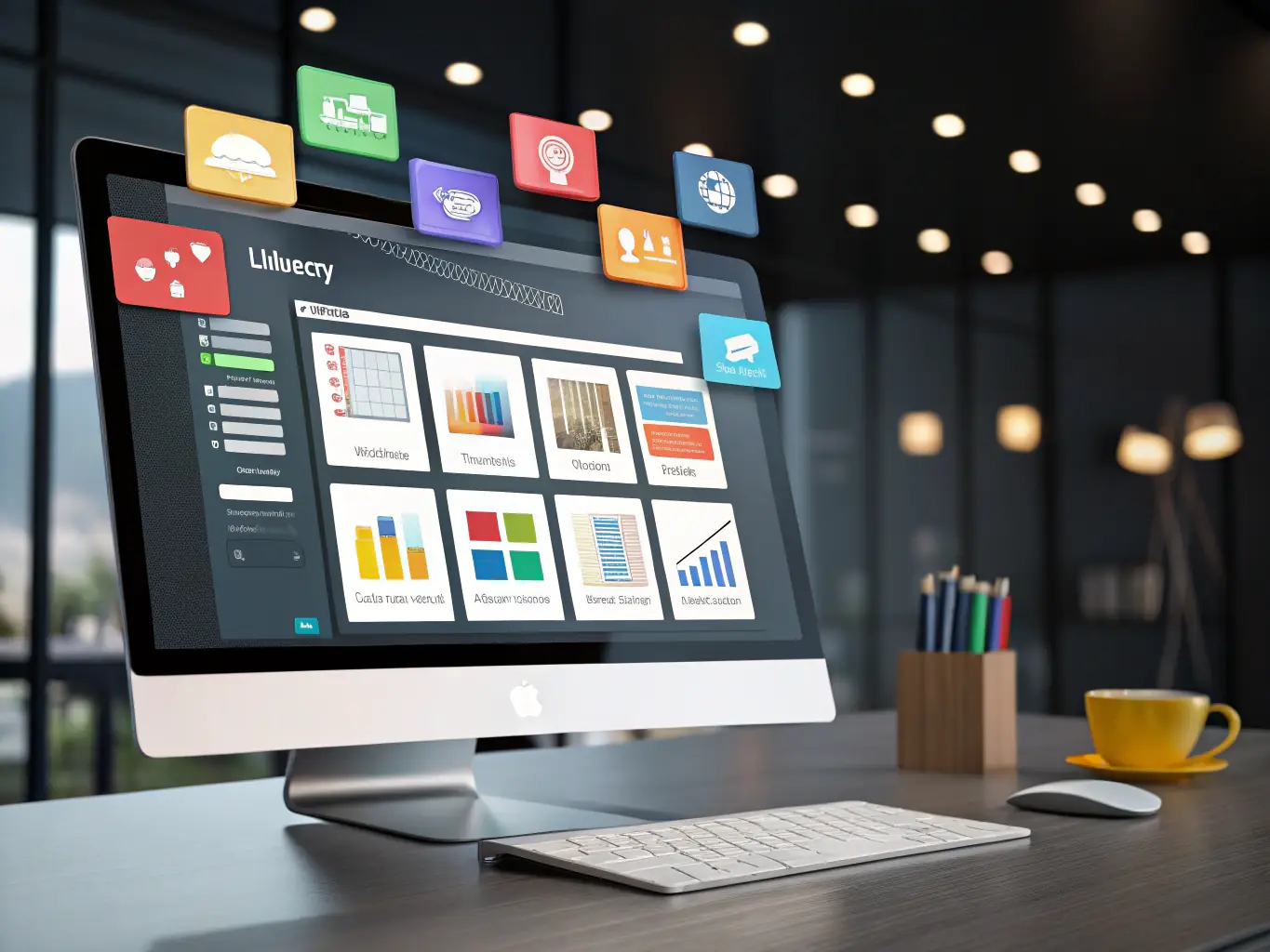 A well-organized digital library interface with various categories and search functionality, emphasizing ease of access to resources.